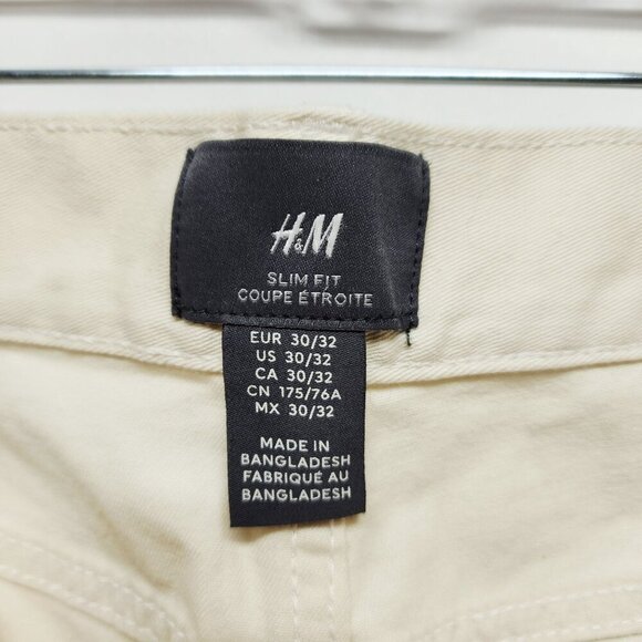 H&M Men's Slim Fit Beige Chino Pants Size 30x32 New - Picture 4 of 10
